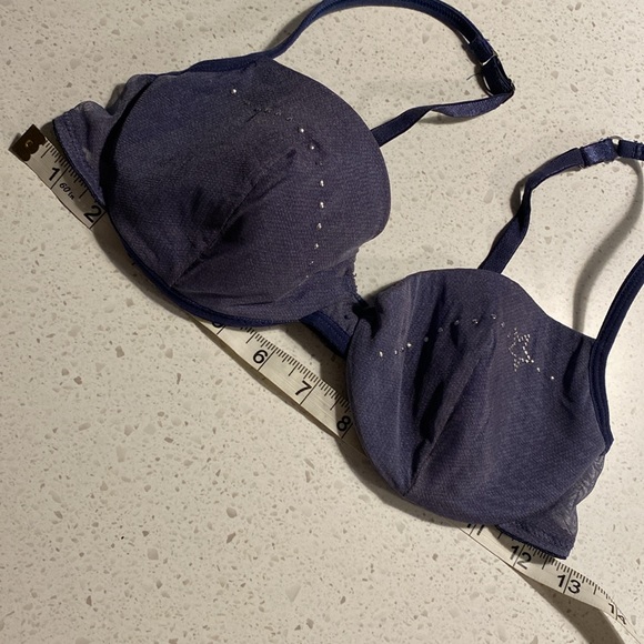 Y2K denim blue sheer mesh gem star sparkle sequin bra and panty set - Picture 4 of 6